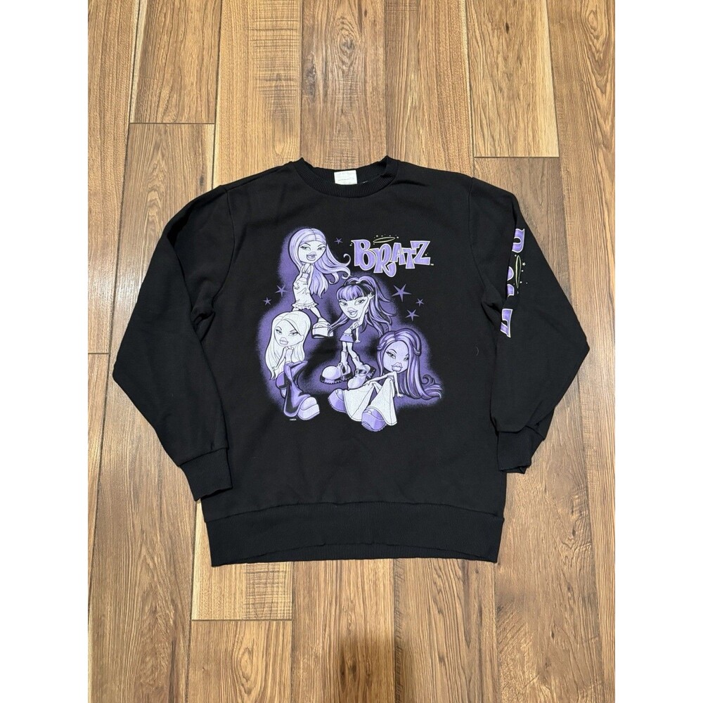 BRATZ Y2K Black Crewneck Pullover Oversized Graphic Sweatshirt Sz XS